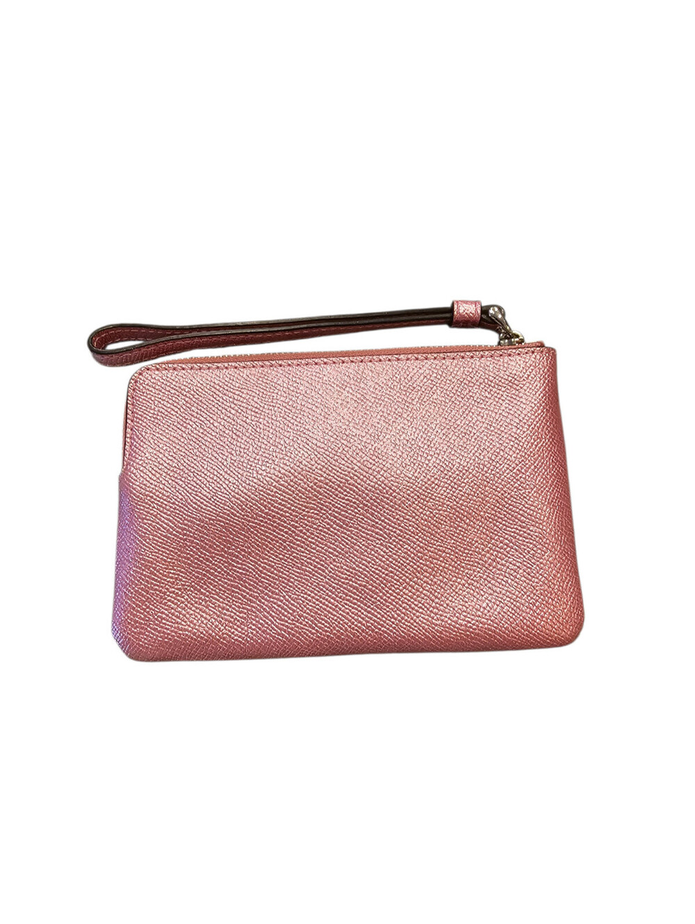 Coach Limited Edition Maroon Pink Metallic Pebbled Leather Zippered Wristlet - Picture 3 of 5